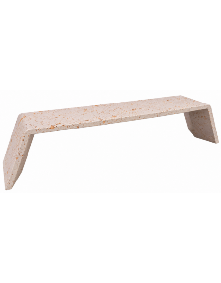 PANCHINA LINEARE CON FIANCHI INCLINATI IN CEMENTO COLORE BIANCO TRAVERTINO PER ESTERNO - CM 205x45x45H - Conforme ai CAM