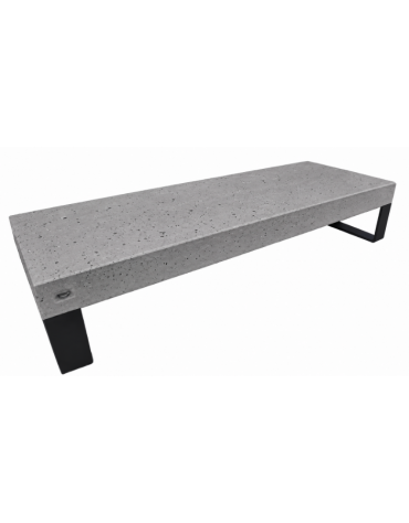 Panchina rettangolare in cemento calcestruzzo colore Grigio pietra - gambe in metallo - cm 200x75x42h - CAM
