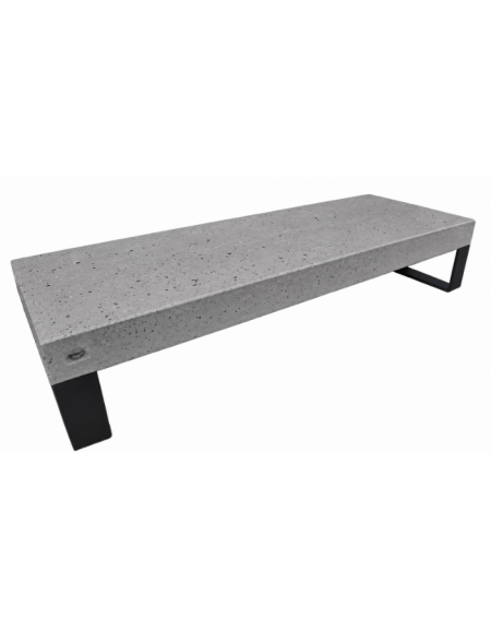 Panchina rettangolare in cemento calcestruzzo colore Grigio pietra - gambe in metallo - cm 200x75x42h - CAM