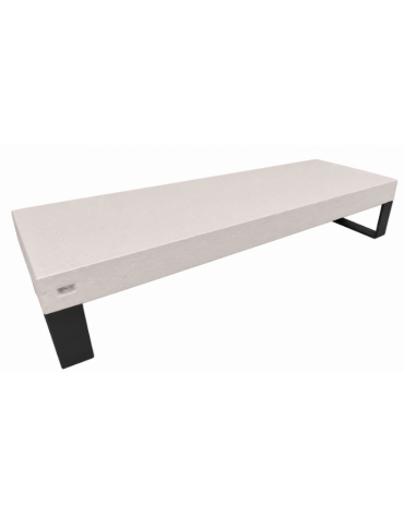 Panchina rettangolare in cemento calcestruzzo colore Bianco pietra - gambe in metallo - cm 200x75x42h - Conforme ai CAM