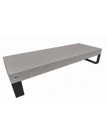 Panchina rettangolare in cemento calcestruzzo colore Grigio travertino - gambe in metallo - cm 200x75x42h - CAM
