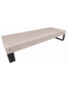 Panchina rettangolare in cemento calcestruzzo colore Bianco travertino - gambe in metallo - cm 200x75x42h - CAM