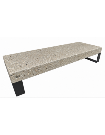 Panchina rettangolare in cemento calcestruzzo colore Grigio sabbiato - gambe in metallo - cm 200x75x42h - CAM