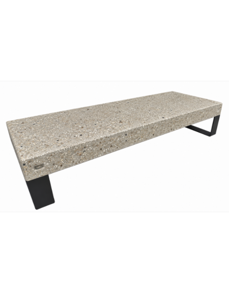 Panchina rettangolare in cemento calcestruzzo colore Grigio sabbiato - gambe in metallo - cm 200x75x42h - CAM