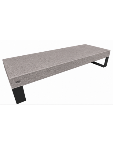 Panchina rettangolare in cemento calcestruzzo colore Bianco sabbiato - gambe in metallo - cm 200x75x42h - CAM