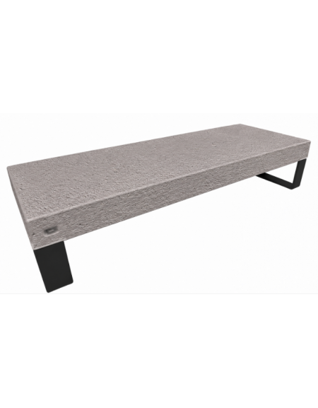 Panchina rettangolare in cemento calcestruzzo colore Bianco sabbiato - gambe in metallo - cm 200x75x42h - CAM