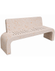 PANCHINA IN CEMENTO CON SCHIENALE, FIANCHI CURVI E SEDUTA CON FORI - COLORE BIANCO TRAVERTINO - CM 200X50X90H - CONFORME AI CAM