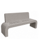 PANCHINA IN CEMENTO CON SCHIENALE, FIANCHI CURVI E SEDUTA CON FORI - COLORE BIANCO SABBIATO - CM 200X50X90H - CONFORME AI CAM