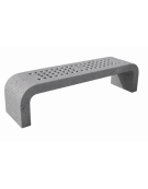 PANCHINA IN CEMENTO CON FIANCHI CURVI E SEDUTA CON FORI - COLORE GRIGIO PIETRA - CM 200X50X50H - CONFORME AI CAM