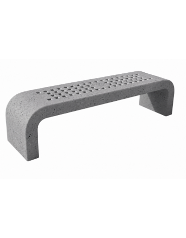 PANCHINA IN CEMENTO CON FIANCHI CURVI E SEDUTA CON FORI - COLORE GRIGIO PIETRA - CM 200X50X50H - CONFORME AI CAM