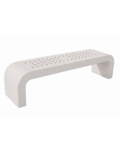 PANCHINA IN CEMENTO CON FIANCHI CURVI E SEDUTA CON FORI - COLORE BIANCO PIETRA - CM 200X50X50H - CONFORME AI CAM