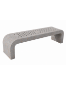 PANCHINA IN CEMENTO CON FIANCHI CURVI E SEDUTA CON FORI - COLORE GRIGIO TRAVERTINO  - CM 200X50X50H - CONFORME AI CAM