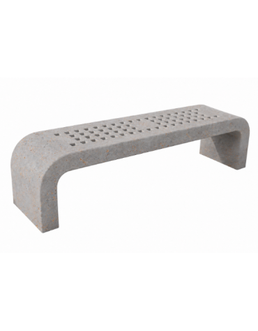 PANCHINA IN CEMENTO CON FIANCHI CURVI E SEDUTA CON FORI - COLORE GRIGIO TRAVERTINO  - CM 200X50X50H - CONFORME AI CAM
