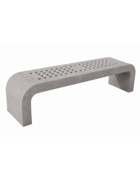 PANCHINA IN CEMENTO CON FIANCHI CURVI E SEDUTA CON FORI - COLORE GRIGIO TRAVERTINO  - CM 200X50X50H - CONFORME AI CAM