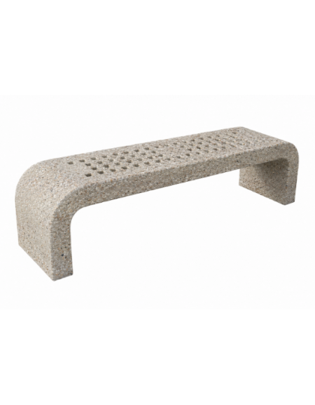 PANCHINA IN CEMENTO CON FIANCHI CURVI E SEDUTA CON FORI - COLORE GRIGIO SABBIATO - CM 200X50X50H  - CONFORME AI CAM