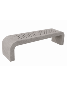 PANCHINA IN CEMENTO CON FIANCHI CURVI E SEDUTA CON FORI - COLORE BIANCO SABBIATO - CM 200X50X50H - CONFORME AI CAM