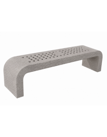 PANCHINA IN CEMENTO CON FIANCHI CURVI E SEDUTA CON FORI - COLORE BIANCO SABBIATO - CM 200X50X50H  - CONFORME AI CAM