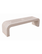 PANCHINA IN CEMENTO CON FIANCHI CURVI E SEDUTA CON FORI - COLORE BIANCO TRAVERTINO - CM 200X50X50H - CONFORME AI CAM