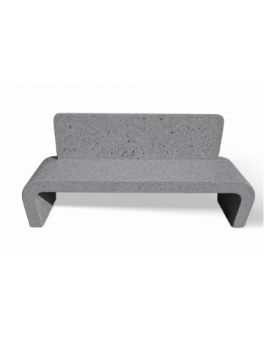 PANCHINA IN CEMENTO CON SCHIENALE E FIANCHI CURVI PER ARREDO URBANO - COLORE GRIGIO PIETRA - CM 200X50X90H