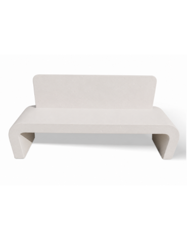 PANCHINA IN CEMENTO - SCHIENALE E FIANCHI CURVI PER ARREDO URBANO - COLORE BIANCO PIETRA - CM 200X50X90H - CAM