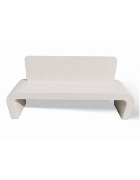PANCHINA IN CEMENTO - SCHIENALE E FIANCHI CURVI PER ARREDO URBANO - COLORE BIANCO PIETRA - CM 200X50X90H - CAM
