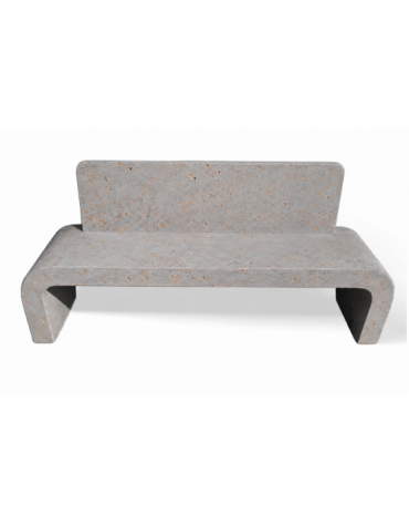 PANCHINA IN CEMENTO - SCHIENALE E FIANCHI CURVI PER ARREDO URBANO - COLORE GRIGIO TRAVERTINO - CM 200X50X90H - CAM