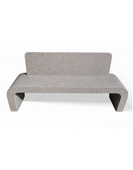 PANCHINA IN CEMENTO - SCHIENALE E FIANCHI CURVI PER ARREDO URBANO - COLORE GRIGIO TRAVERTINO - CM 200X50X90H - CAM