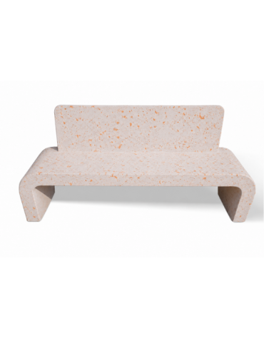 PANCHINA IN CEMENTO - SCHIENALE E FIANCHI CURVI PER ARREDO URBANO - COLORE BIANCO TRAVERTINO - CM 200X50X90H - CAM