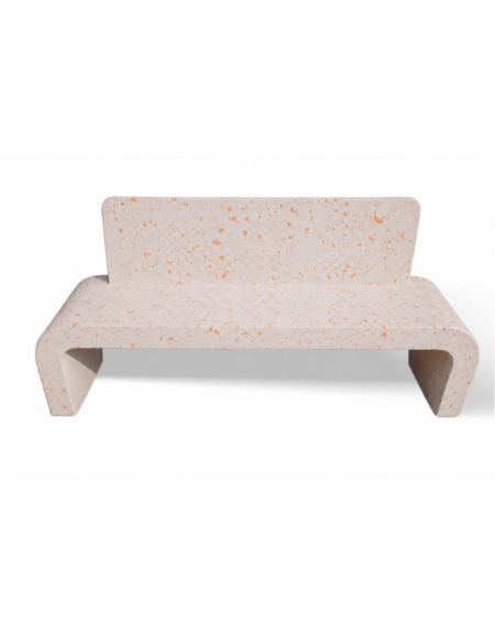 PANCHINA IN CEMENTO - SCHIENALE E FIANCHI CURVI PER ARREDO URBANO - COLORE BIANCO TRAVERTINO - CM 200X50X90H - CAM