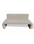PANCHINA IN CEMENTO CON SCHIENALE E FIANCHI CURVI PER ARREDO URBANO - COLORE GRIGIO SABBIATO - CM 200X50X90H