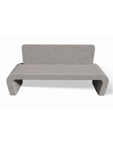 PANCHINA IN CEMENTO CON SCHIENALE E FIANCHI CURVI PER ARREDO URBANO - COLORE BIANCO SABBIATO - CM 200X50X90H