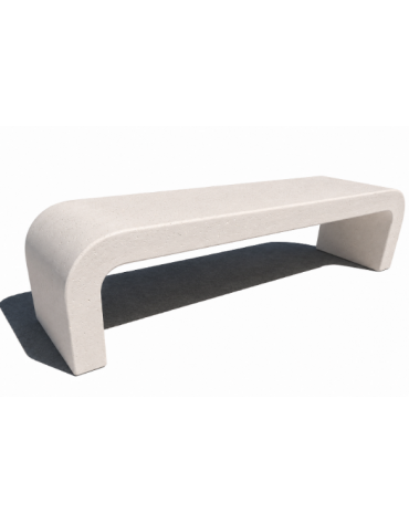 PANCHINA IN CEMENTO CON FIANCHI CURVI PER ARREDO URBANO - COLORE BIANCO PIETRA - CM 200X50X50H - CONFORME AI CAM