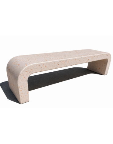 PANCHINA IN CEMENTO CON FIANCHI CURVI PER ARREDO URBANO - COLORE BIANCO TRAVERTINO - CM 200X50X50H - CONFORME AI CAM