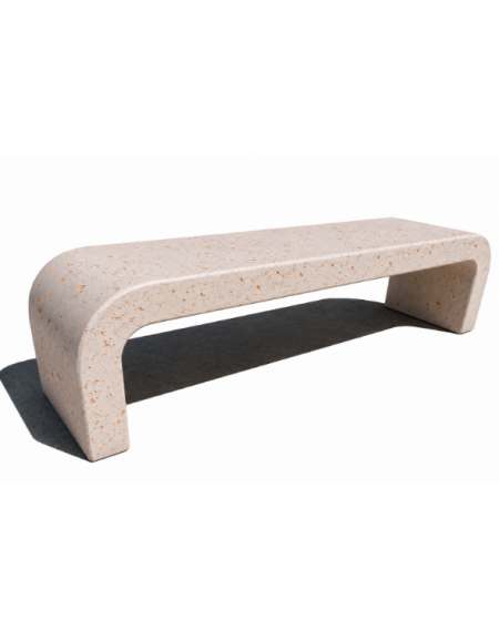 PANCHINA IN CEMENTO CON FIANCHI CURVI PER ARREDO URBANO - COLORE BIANCO TRAVERTINO - CM 200X50X50H - CONFORME AI CAM