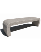 PANCHINA IN CEMENTO CON FIANCHI CURVI PER ARREDO URBANO - COLORE BIANCO SABBIATO - CM 200X50X50H - CONFORME AI CAM