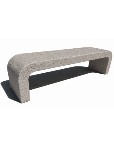 PANCHINA IN CEMENTO CON FIANCHI CURVI PER ARREDO URBANO - COLORE BIANCO SABBIATO - CM 200X50X50H - CONFORME AI CAM