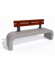 Panchina in cemento fianchi curvi con seduta forata, colore Grigio travertino - schienale legno - cm 200x50x90h - Conforme CAM