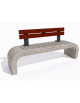 Panchina in cemento fianchi curvi con seduta forata, colore Grigio sabbiato - schienale legno - cm 200x50x90h - Conforme ai CAM