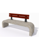 Panchina in cemento calcestruzzo con fianchi curvi, colore Grigio sabbiato - schienale legno - cm 200x50x90h - Conforme ai CAM