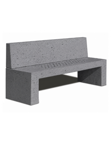 PANCHINA CON SCHIENALE IN CEMENTO E SEDUTA CON FORI COLORE GRIGIO PIETRA - CM 220X60X90H - CAM