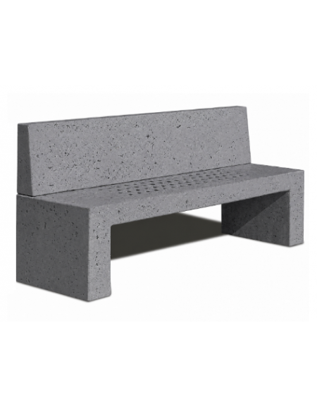 PANCHINA CON SCHIENALE IN CEMENTO E SEDUTA CON FORI COLORE GRIGIO PIETRA - CM 220X60X90H - CAM