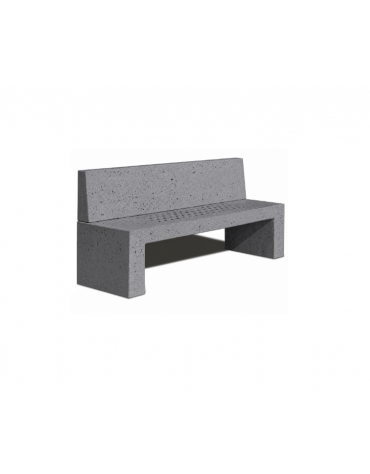 PANCHINA CON SCHIENALE IN CEMENTO E SEDUTA CON FORI COLORE GRIGIO PIETRA - CM 200X50X90H - CONFORME AI CAM