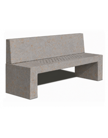 PANCHINA CON SCHIENALE IN CEMENTO E SEDUTA CON FORI COLORE GRIGIO TRAVERTINO - CM 220X60X90H - CAM