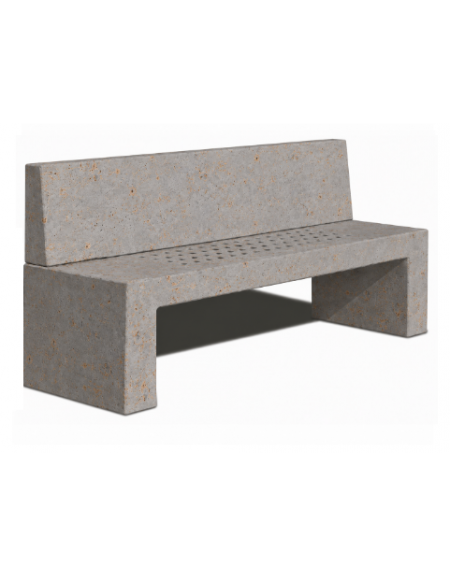 PANCHINA CON SCHIENALE IN CEMENTO E SEDUTA CON FORI COLORE GRIGIO TRAVERTINO - CM 220X60X90H - CAM