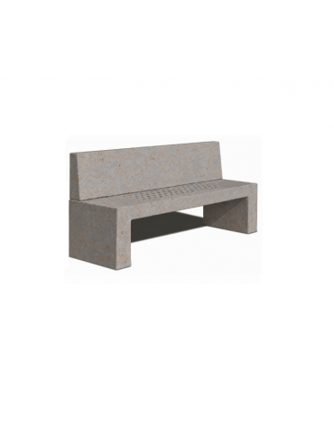 PANCHINA CON SCHIENALE IN CEMENTO E SEDUTA CON FORI COLORE GRIGIO TRAVERTINO - CM 200X50X90H - CONFORME AI CAM