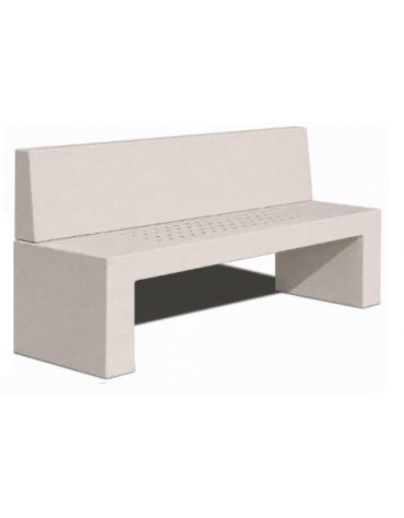 PANCHINA CON SCHIENALE IN CEMENTO E SEDUTA CON FORI COLORE BIANCO PIETRA - CM 220X60X90H - CAM