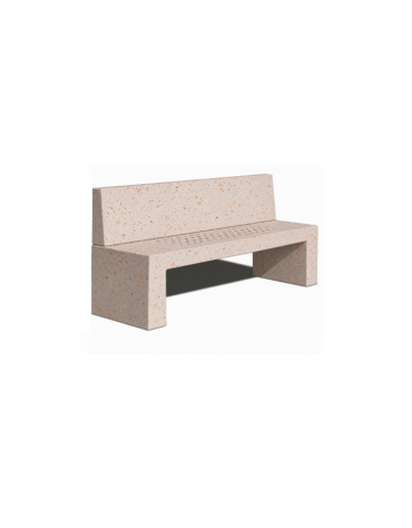 PANCHINA CON SCHIENALE IN CEMENTO E SEDUTA CON FORI COLORE BIANCO TRAVERTINO - CM 200X50X90H - CONFORME AI CAM