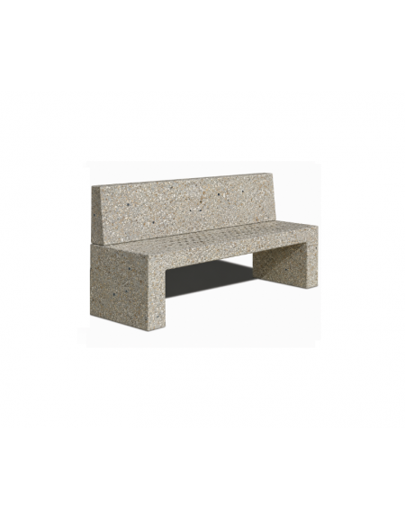 PANCHINA CON SCHIENALE IN CEMENTO E SEDUTA CON FORI COLORE GRIGIO SABBIATO - CM 200X50X90H - CONFORME AI CAM