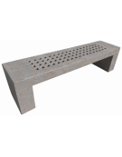 PANCHINA LINEARE CON FORI IN CEMENTO COLORE GRIGIO TRAVERTINO PER ESTERNO - CM 220X60X50H - Conforme CAM