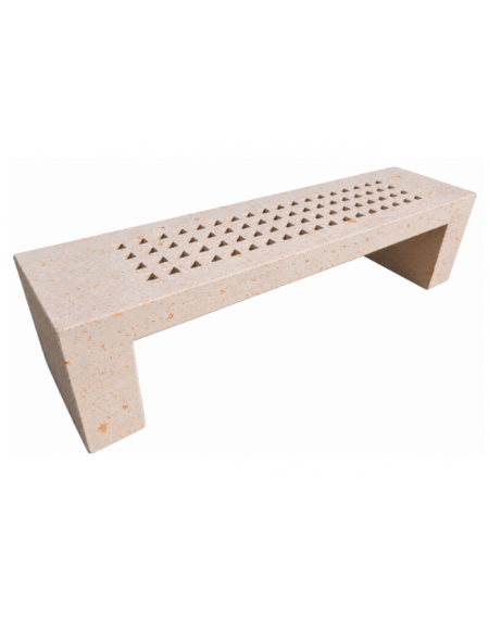 PANCHINA LINEARE IN CEMENTO CON FORI  COLORE BIANCO TRAVERTINO PER ESTERNO - CM 200X50X50H  - CONFORME AI CAM